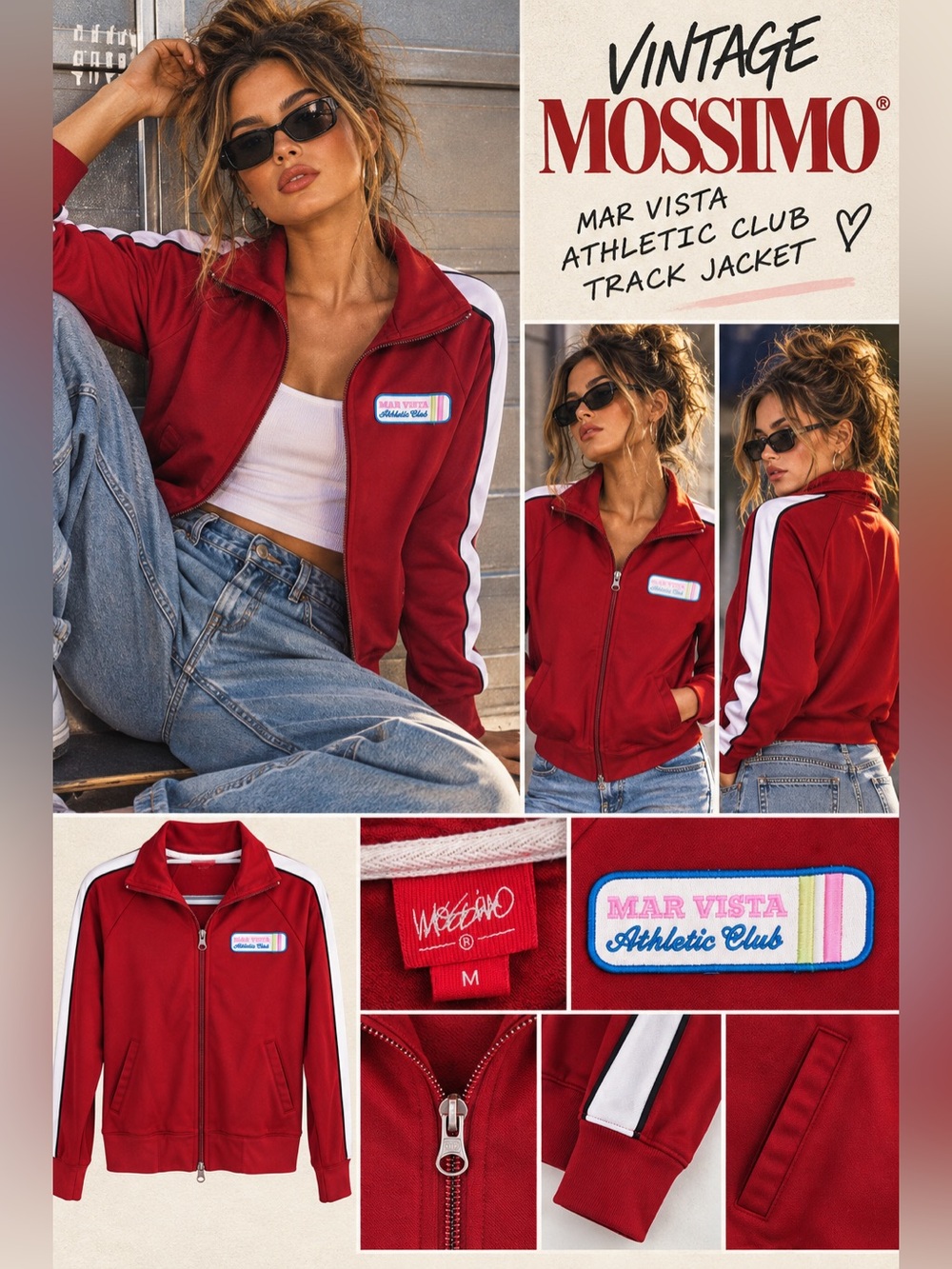 ❤️ Vintage Mossimo Mar Vista Athletic Club Track Jacket — Size M